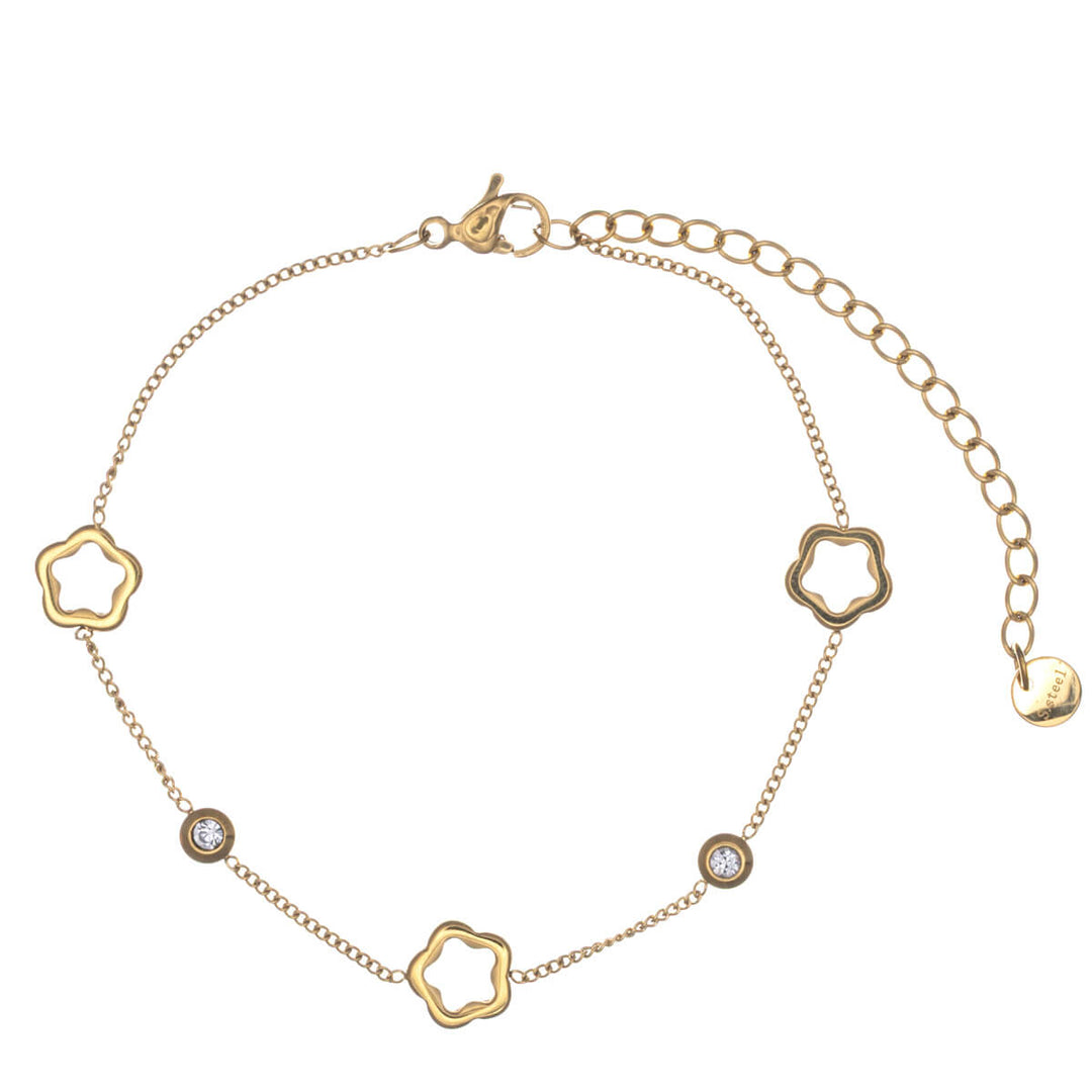 Armband med blommönster och zirkoniastenar (Stål 316L)