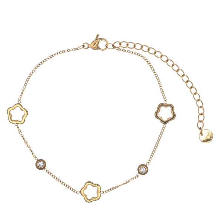 Armband med blommönster och zirkoniastenar (Stål 316L)