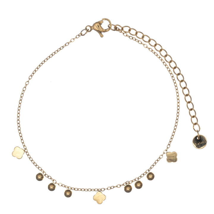 Steel bracelet with pearl and flower pendants (Steel 316L)