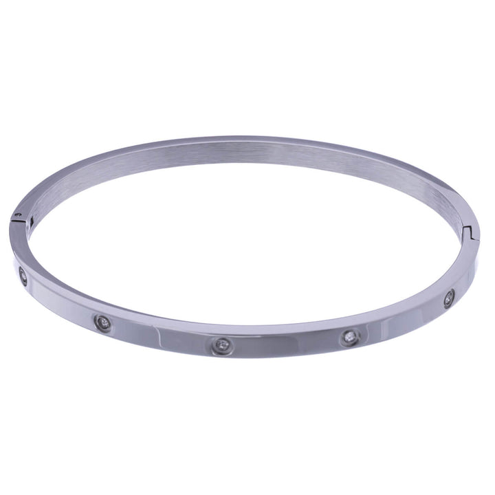 Narrow zirconia stone bracelet with hinge (Steel 316L)