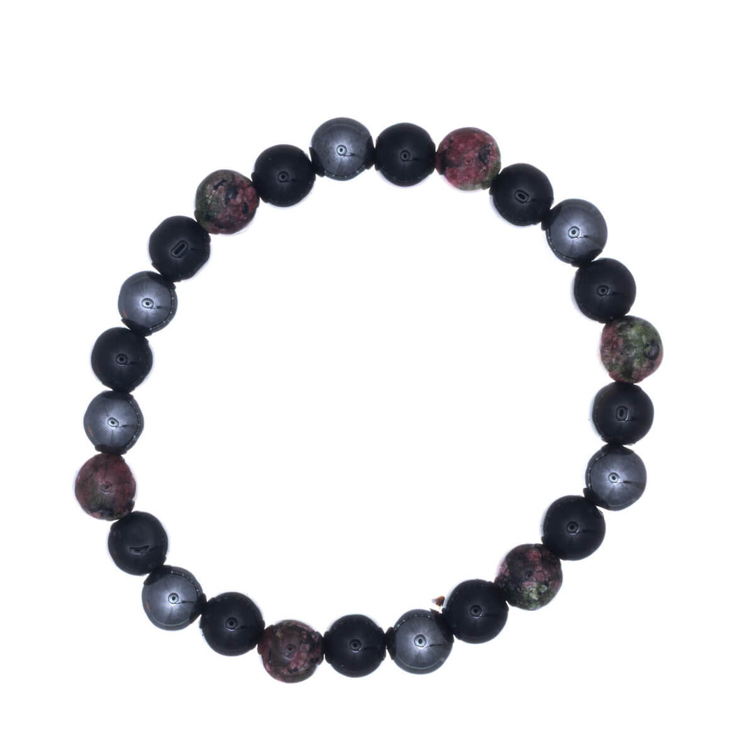 Hematite stone bead bracelet, elastic