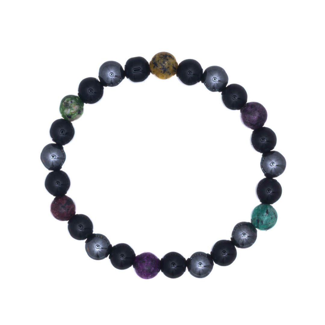 Hematite stone bead bracelet, elastic