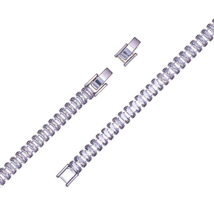 Wide baguette zirconia bracelet