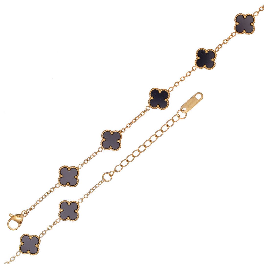 Delicate four-leaf clover bracelet (Gold-plated steel 316L)