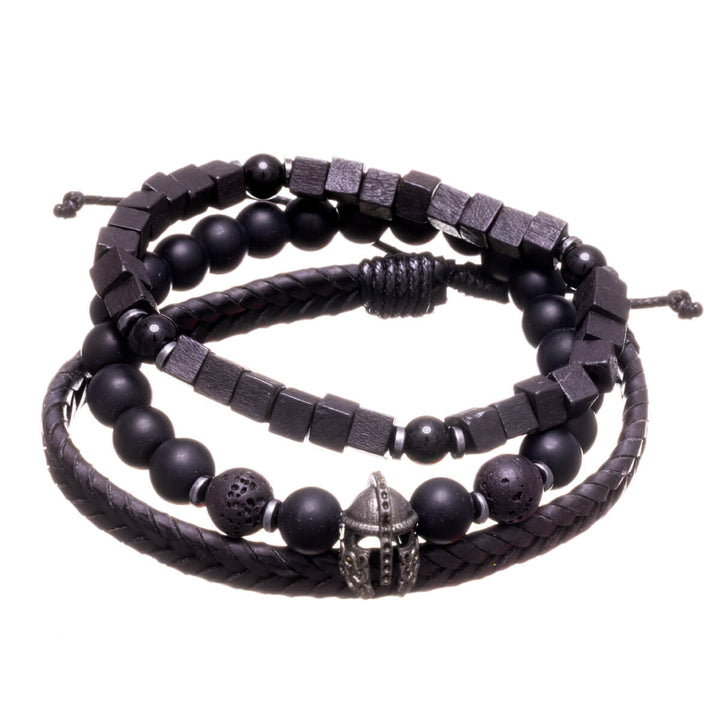 Armbandsset för män, 3 delar – Warrior Wood Black