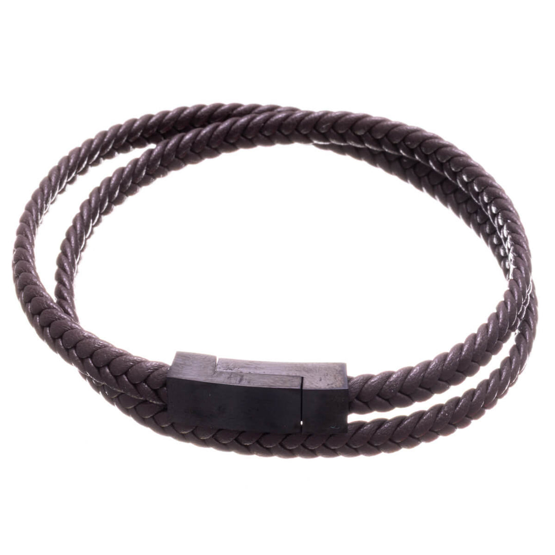 Double braided men's bracelet – Magnetic clasp