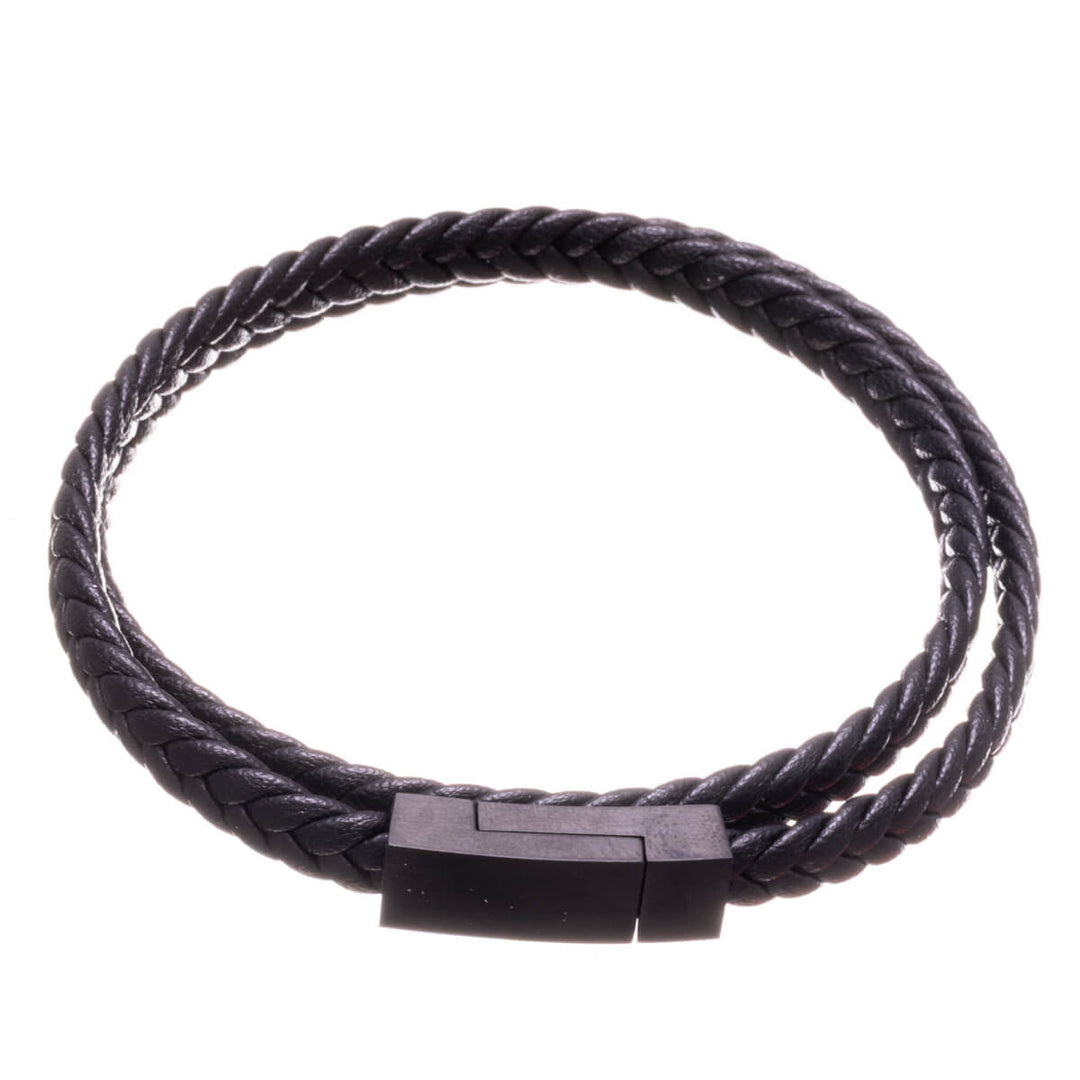 Double braided men's bracelet – Magnetic clasp