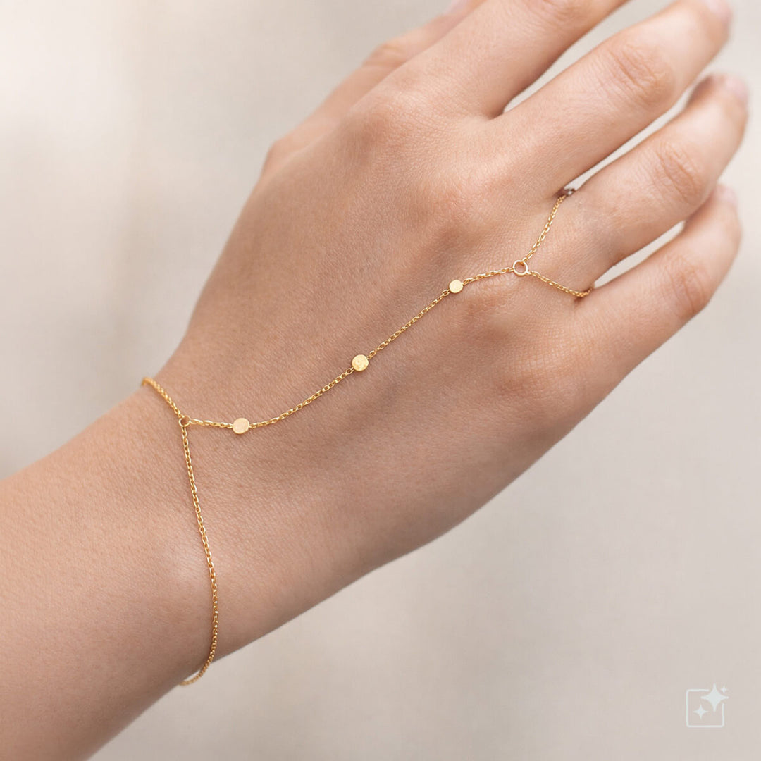 Minimalistiskt armband med ring och platta pärlor – kirurgiskt stål 316L