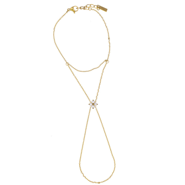 Armband med ring och zirkoniablomdekoration – kirurgiskt stål 316L