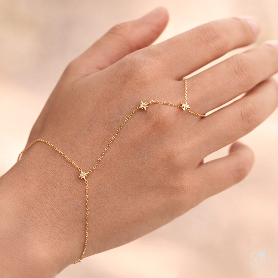 Armband med ring- och stjärndekorationer – kirurgiskt stål 316L