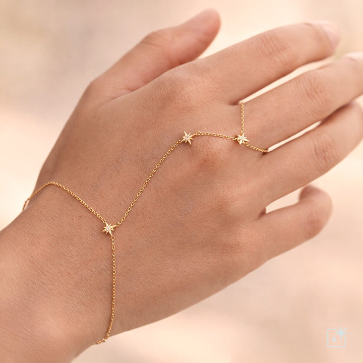 Armband med ring- och stjärndekorationer – kirurgiskt stål 316L