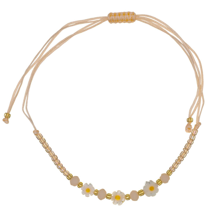 Justerbart blomsterarmband med pärlor – 3 blommor