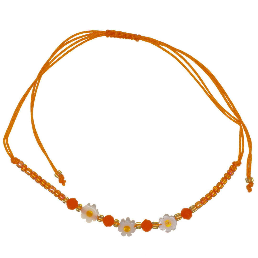Justerbart blomsterarmband med pärlor – 3 blommor