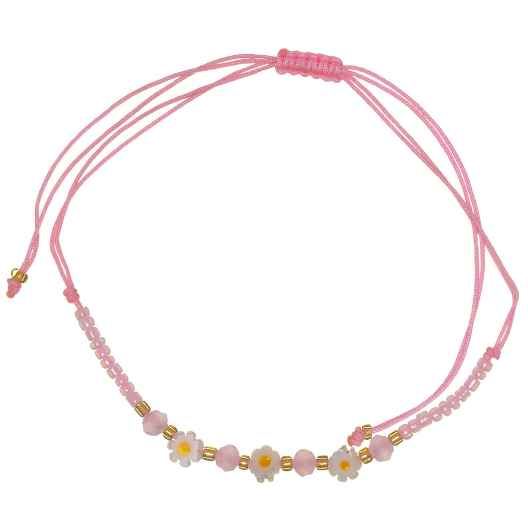Justerbart blomsterarmband med pärlor – 3 blommor