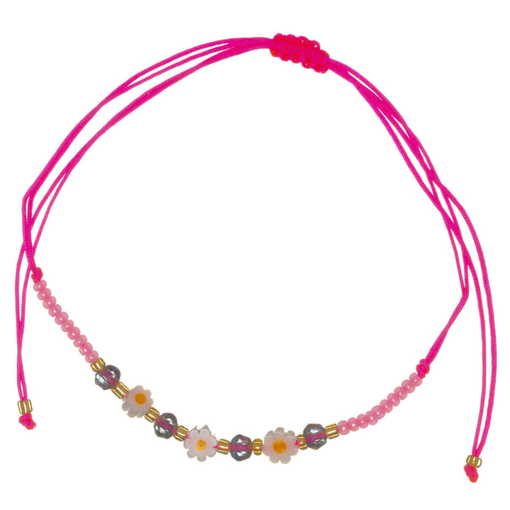 Justerbart blomsterarmband med pärlor – 3 blommor