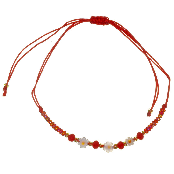 Justerbart blomsterarmband med pärlor – 3 blommor