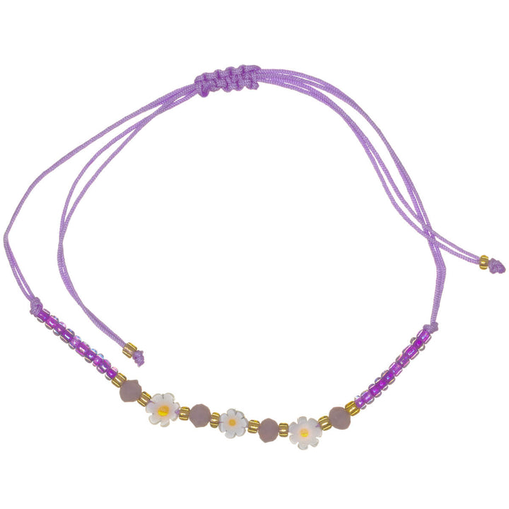 Justerbart blomsterarmband med pärlor – 3 blommor