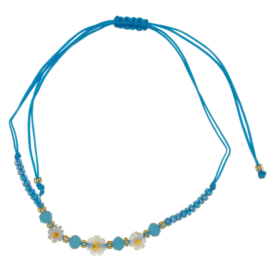 Justerbart blomsterarmband med pärlor – 3 blommor