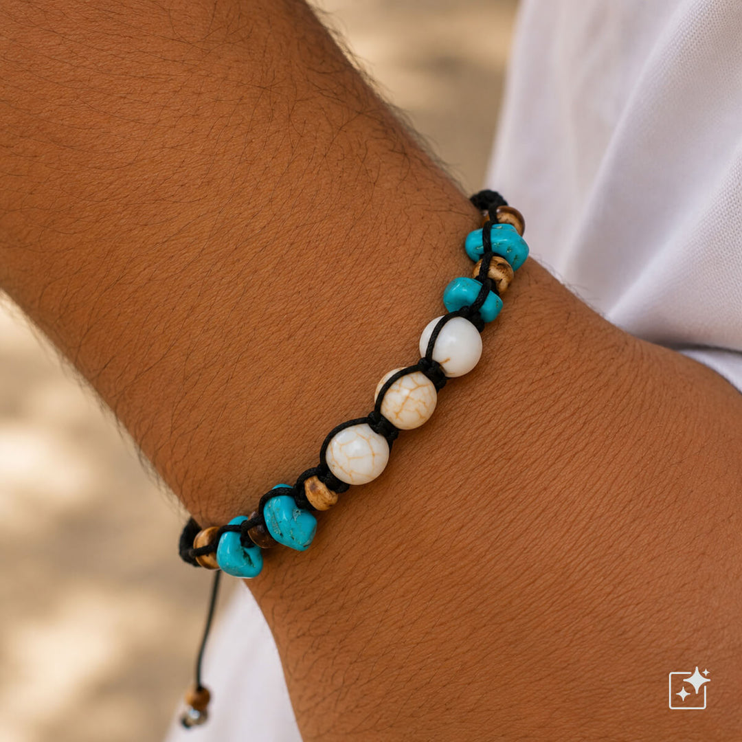 Braided bead bracelet, adjustable size