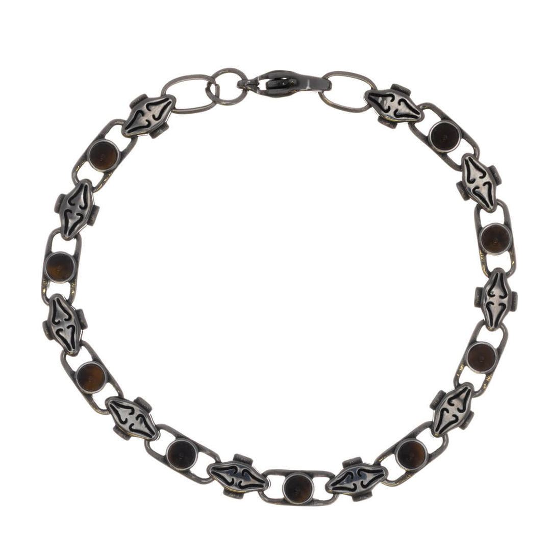 Mönstrat armband i stål med stenar för män (316L-stål)