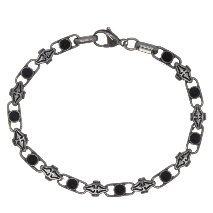 Mönstrat armband i stål med stenar för män (316L-stål)