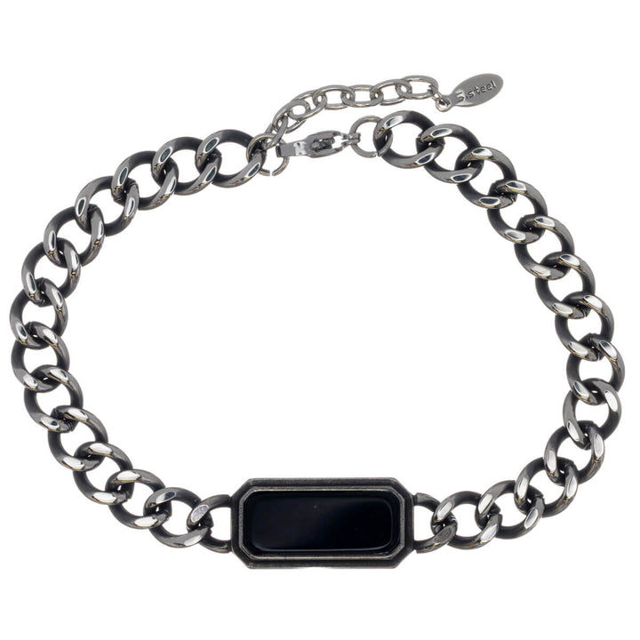 Armband med pansarband och sten (rostfritt stål 316L)