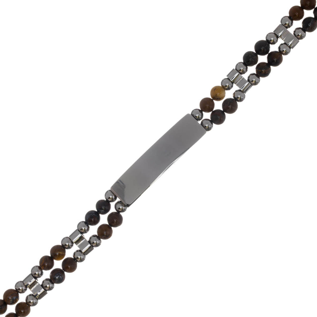 Armband med stenpärlor och stålplatta (rostfritt stål 316L)