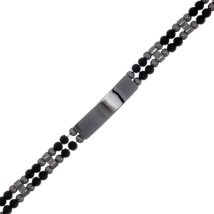 Armband med stenpärlor och stålplatta (rostfritt stål 316L)