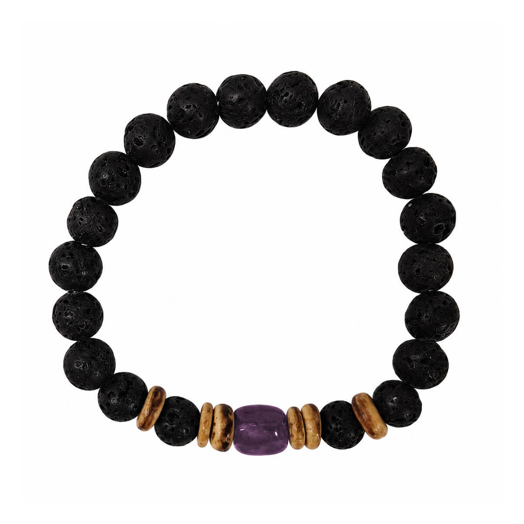 Armband av lavasten med färgade stenpärlor, 9 mm
