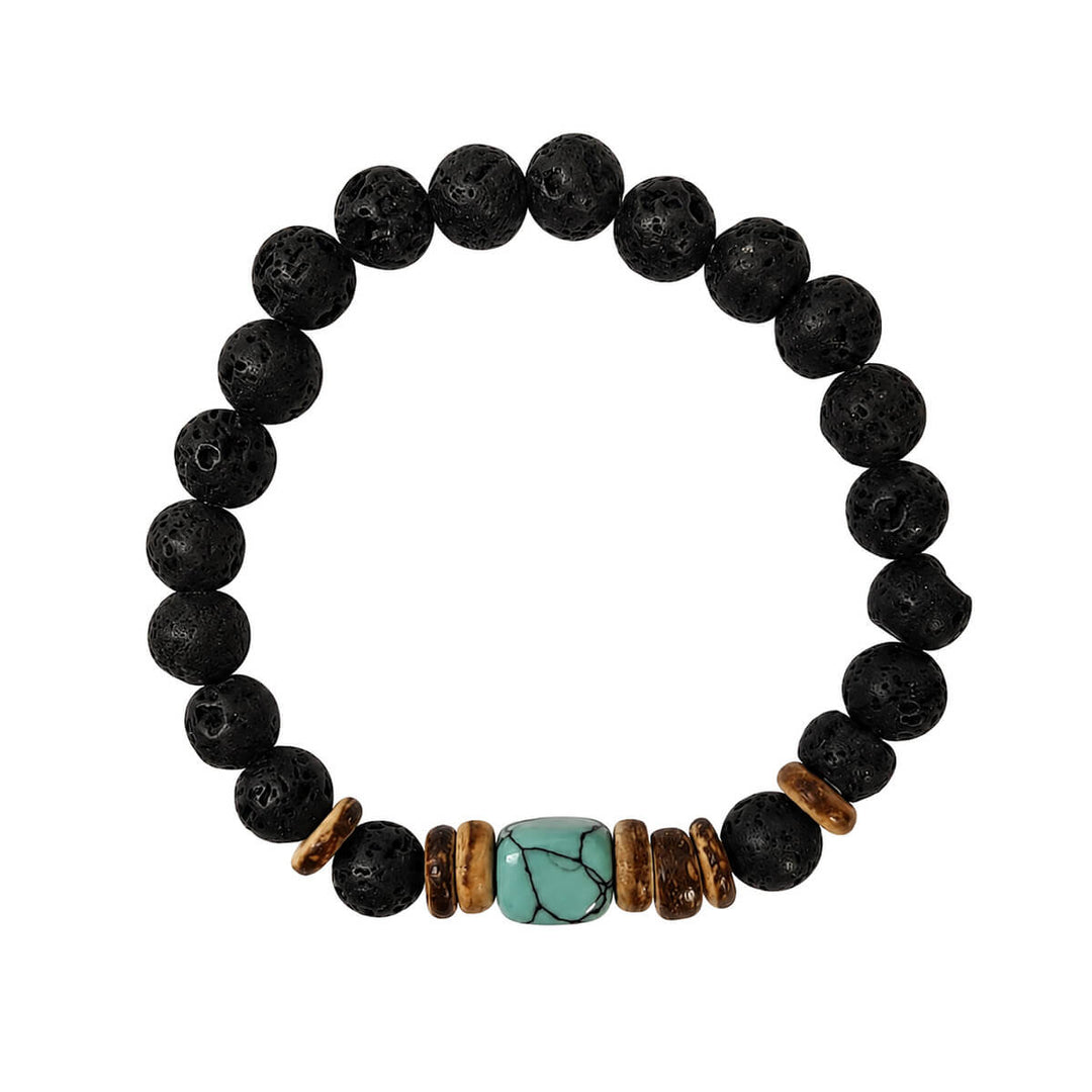 Armband av lavasten med färgade stenpärlor, 9 mm
