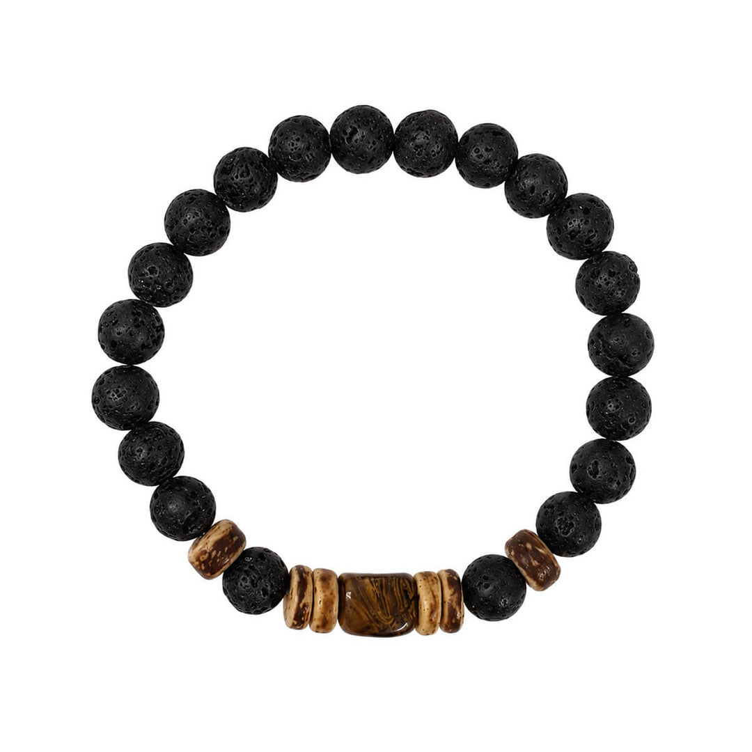 Armband av lavasten med färgade stenpärlor, 9 mm