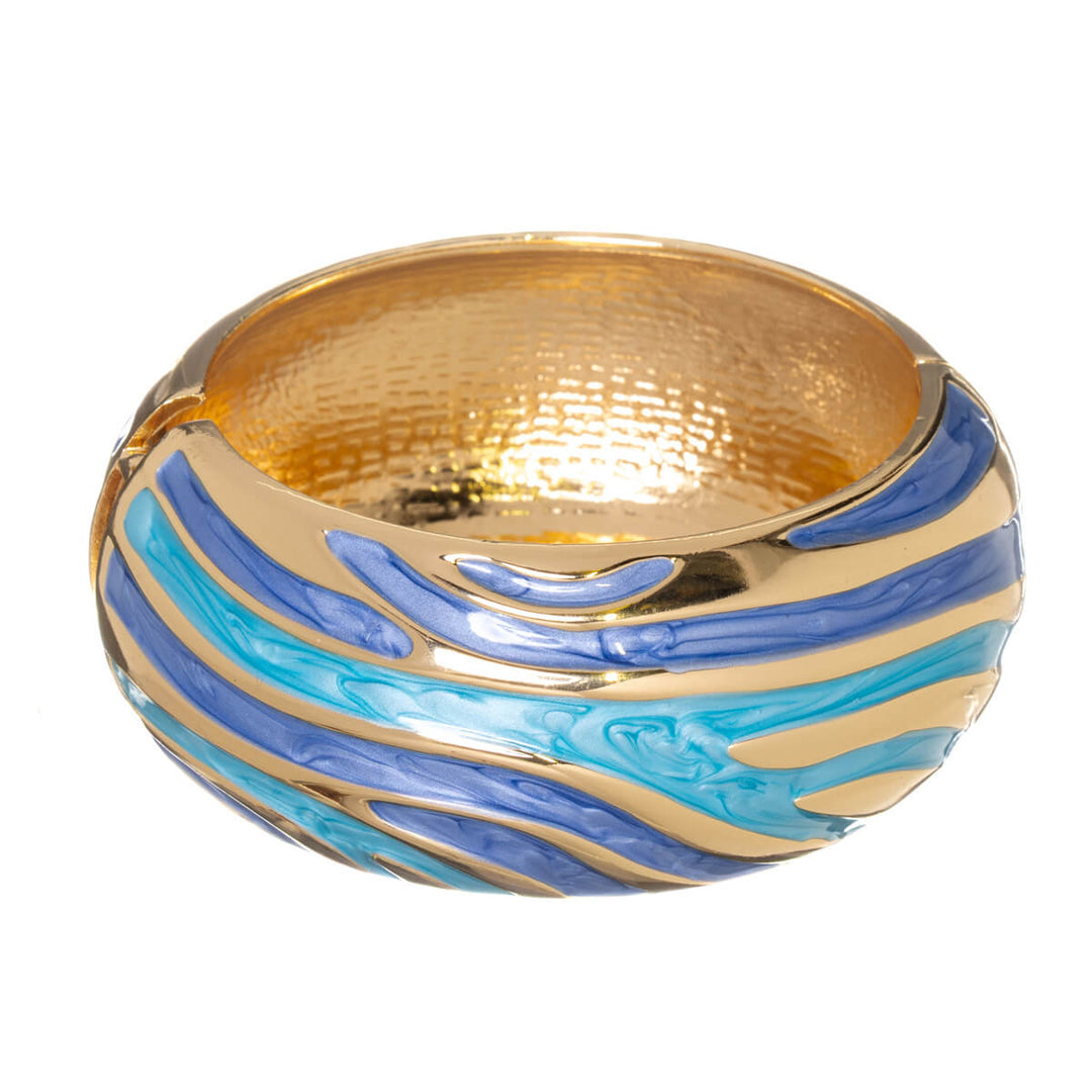 Wide, adjustable bracelet with a colorful pattern