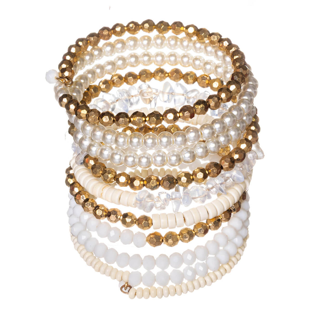 Wide gold bead bracelet