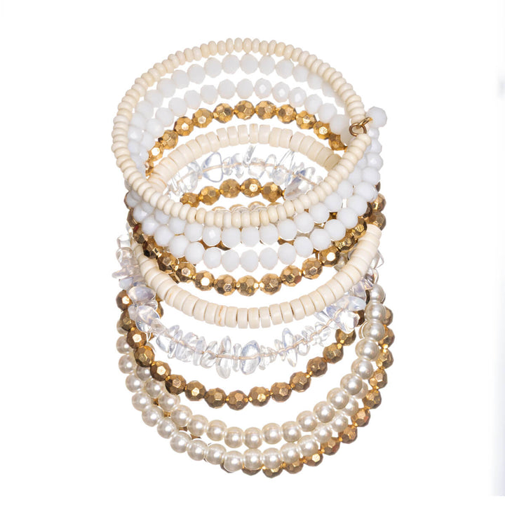 Wide gold bead bracelet
