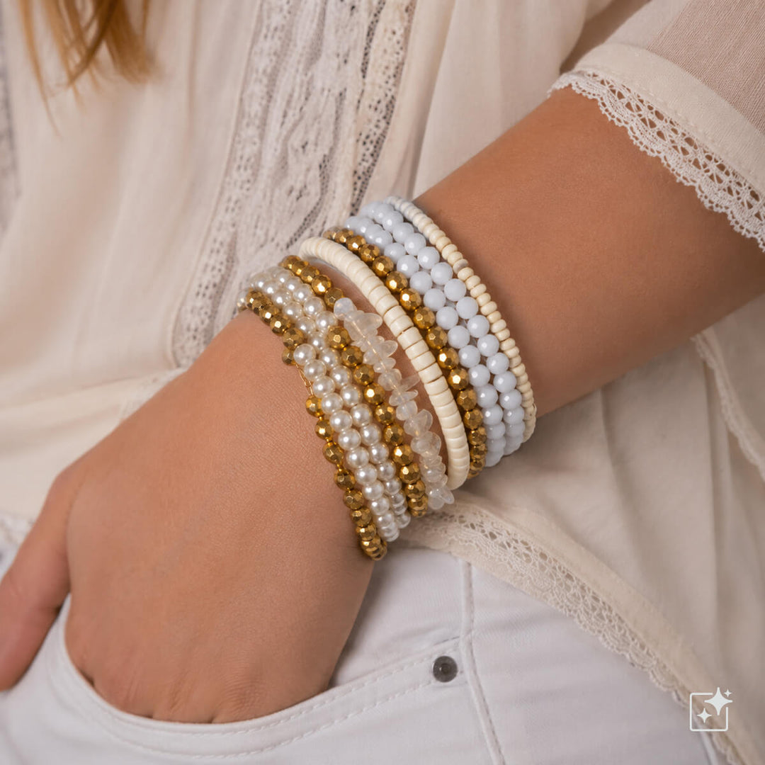 Wide gold bead bracelet