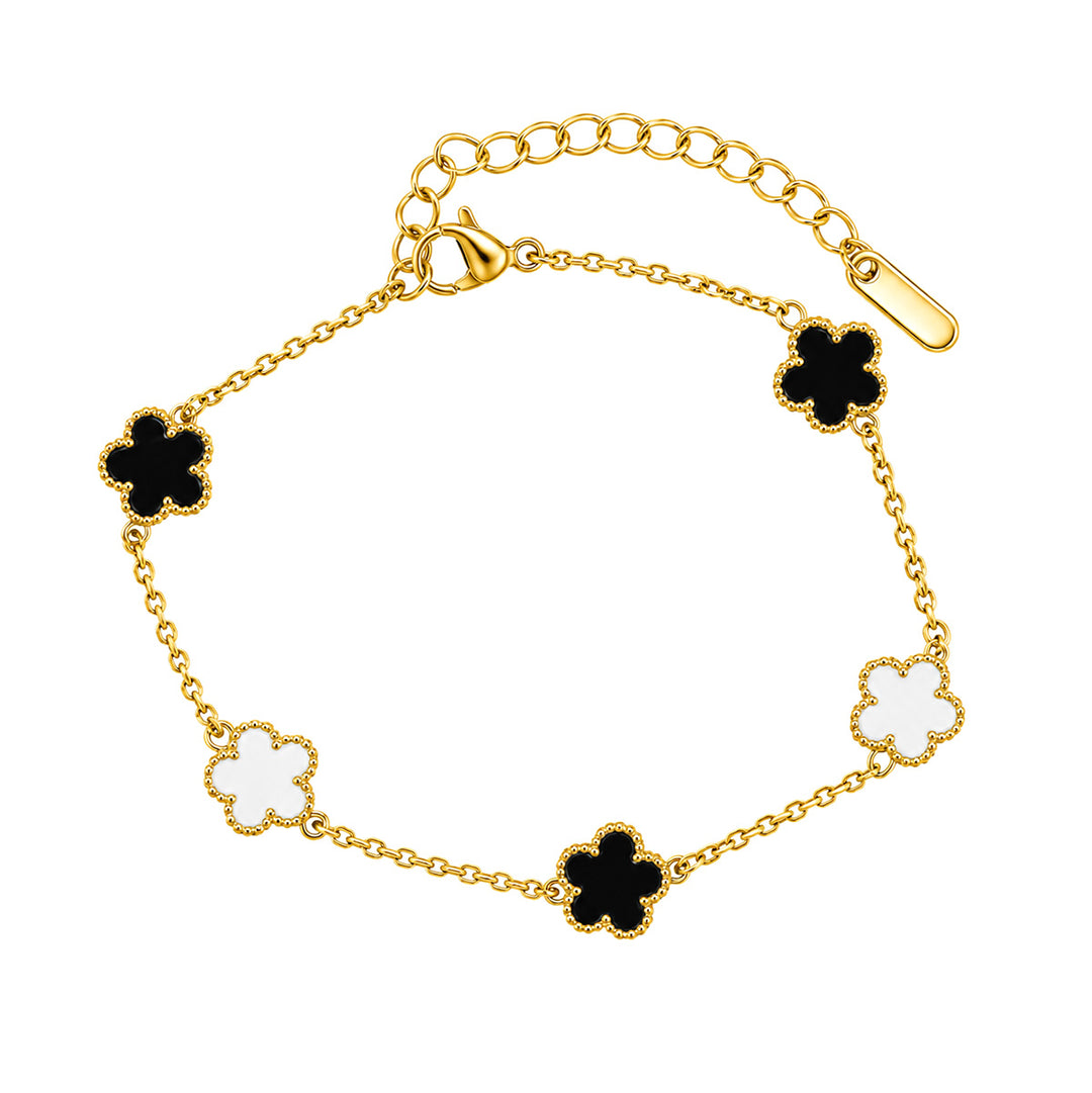 Two-Tone Steel Four-Leaf Clover Bracelet (316L Steel)