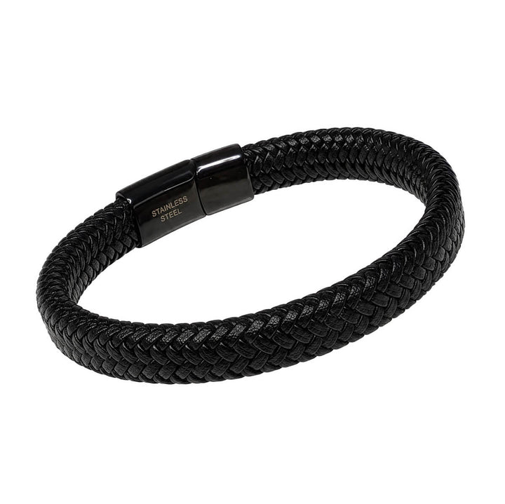 Braided leather bracelet with a steel clasp (316L steel)