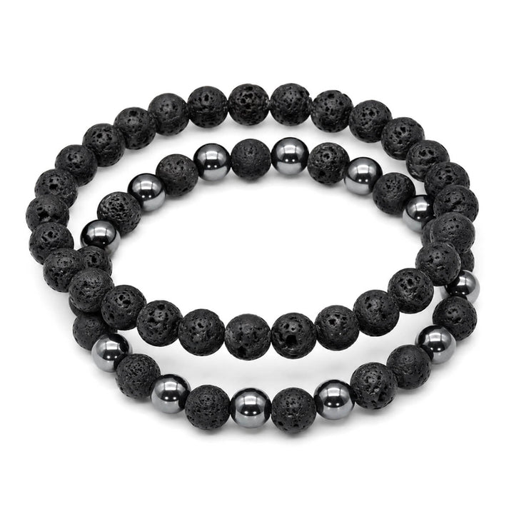 Set med armband av svart lavasten, 2 st