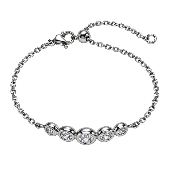 Thin bracelet with a wide zirconia embellishment (Steel 136L)