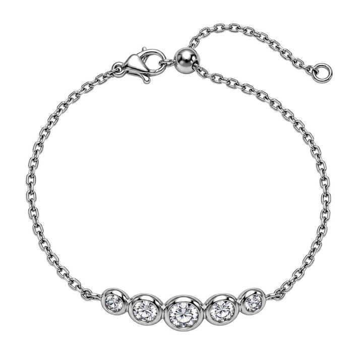 Thin bracelet with a wide zirconia embellishment (Steel 136L)