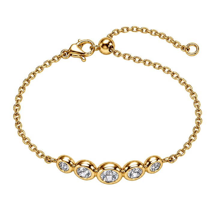 Thin bracelet with a wide zirconia embellishment (Steel 136L)