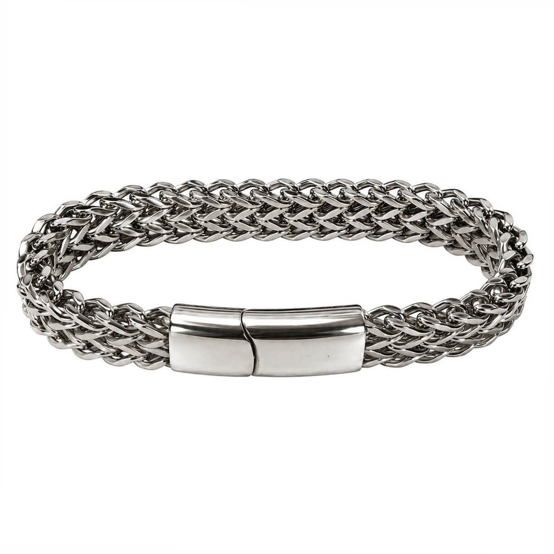 Wide foxtail chain bracelet, 1 cm (316L stainless steel)