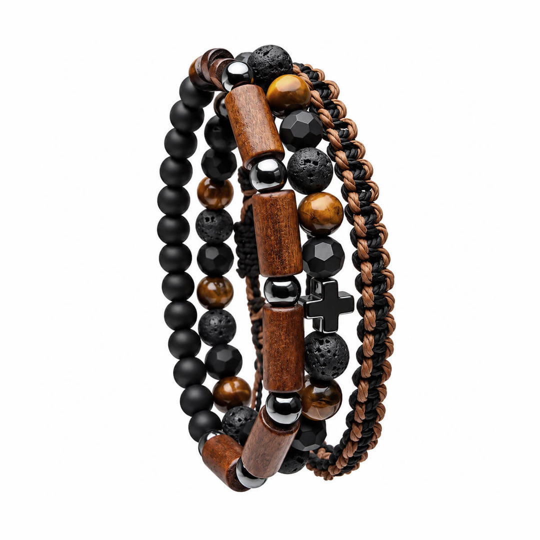 Armbandsset för män, 3 delar – Wood Cross
