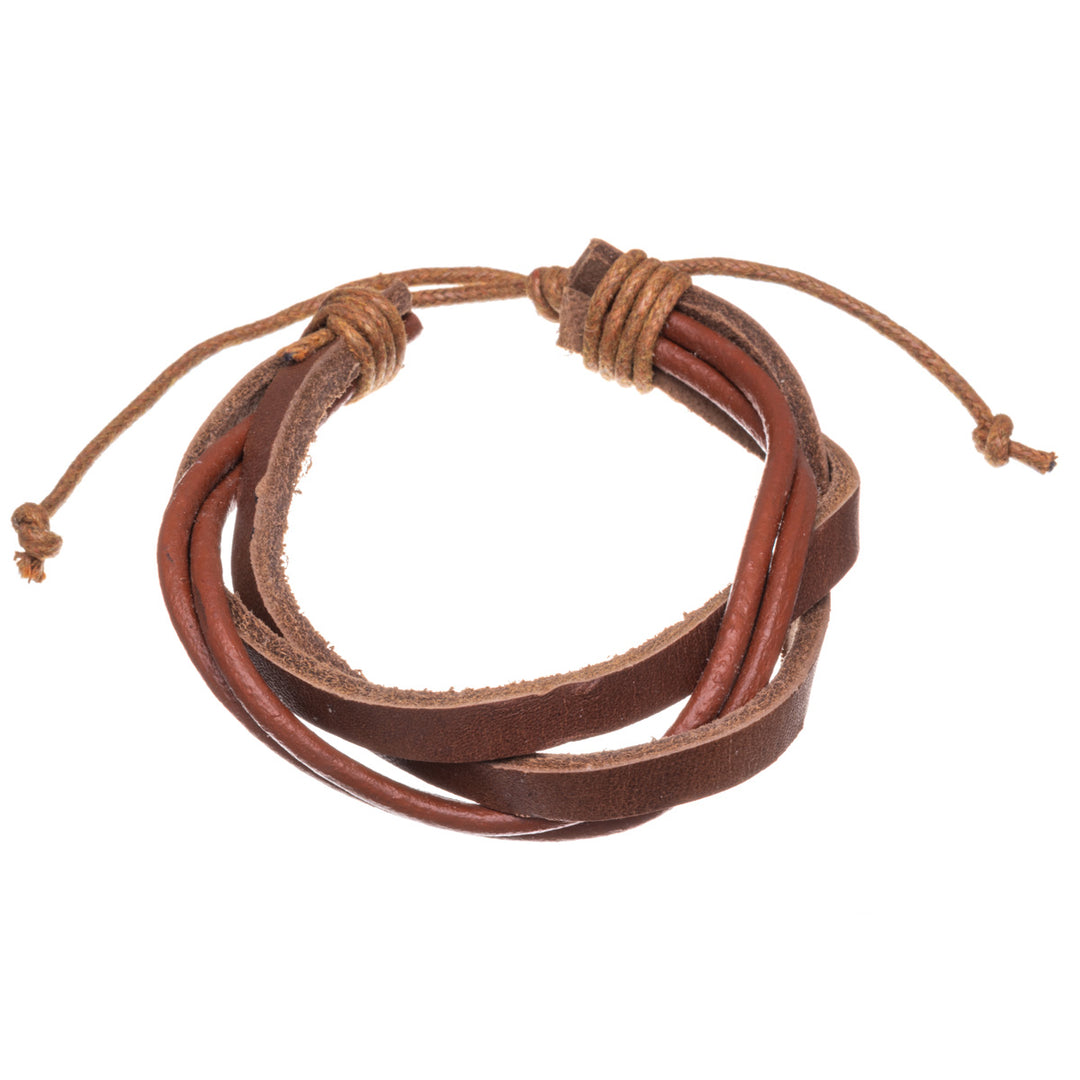 Adjustable four-row leather bracelet