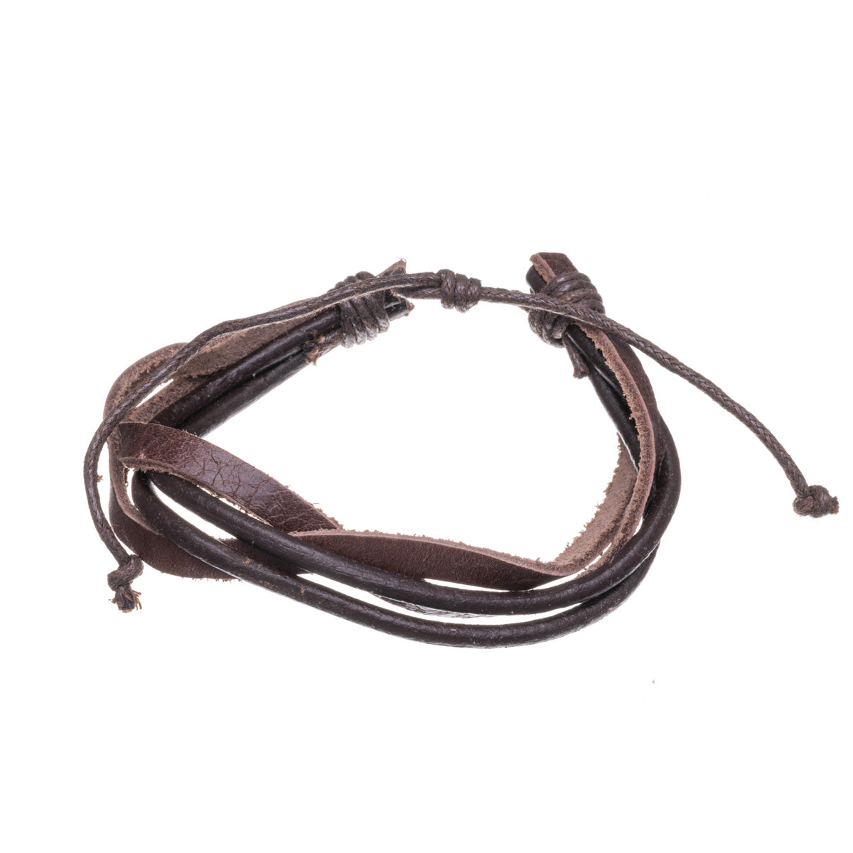 Adjustable four-row leather bracelet
