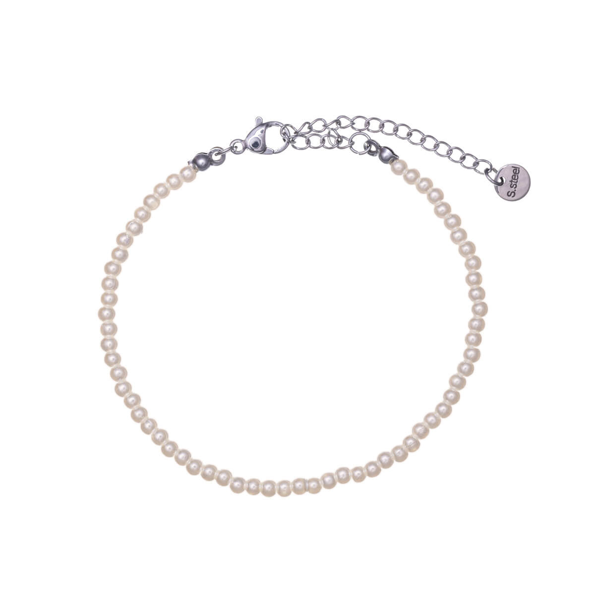 Thin bead bracelet 3mm 17cm+5cm (Steel 316L)