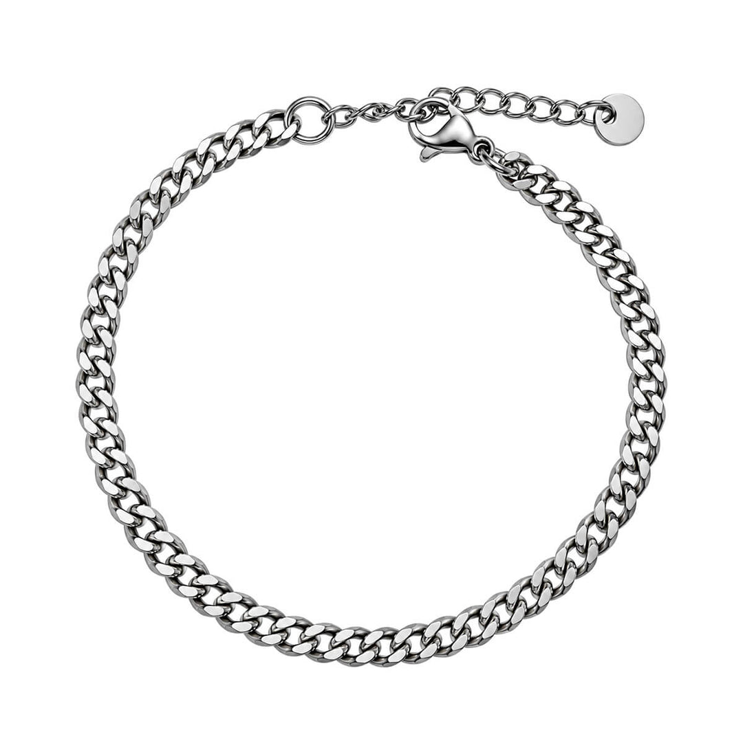 Thin steel bracelet - curb chain, 4 mm, 17.5 cm