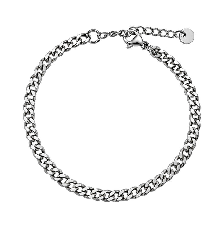 Thin steel bracelet - curb chain, 4 mm, 17.5 cm