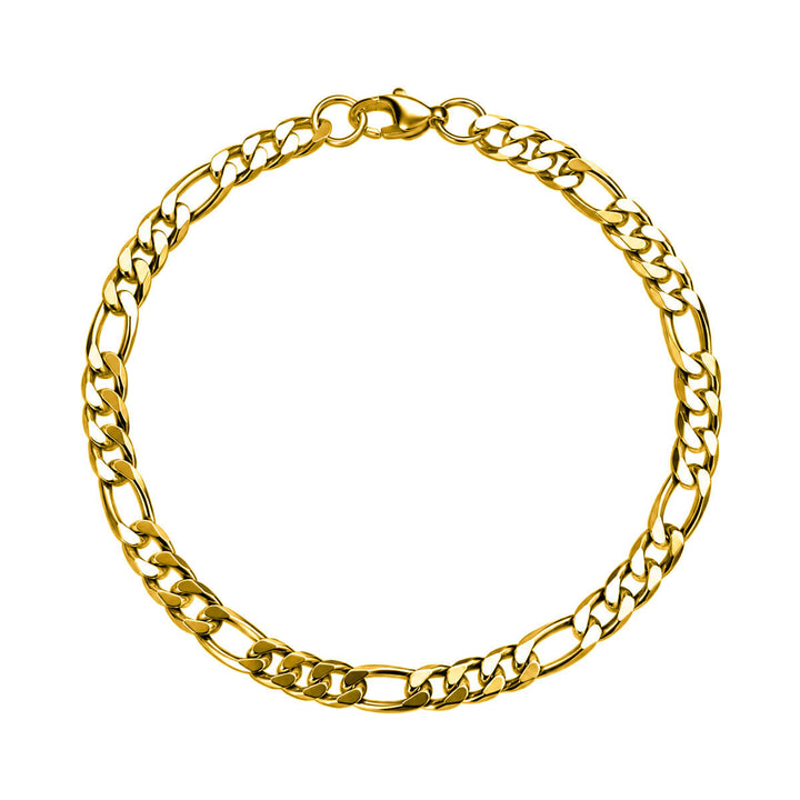 Gold-plated steel bracelet with a 5 mm Figaro chain