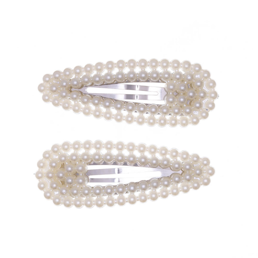 Pearl hair clip snap clips 2pcs